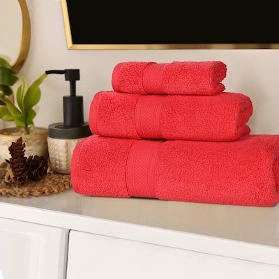 Superior Chevron Zero Twist Solid Cotton 3 Piece Bathroom Towel Set