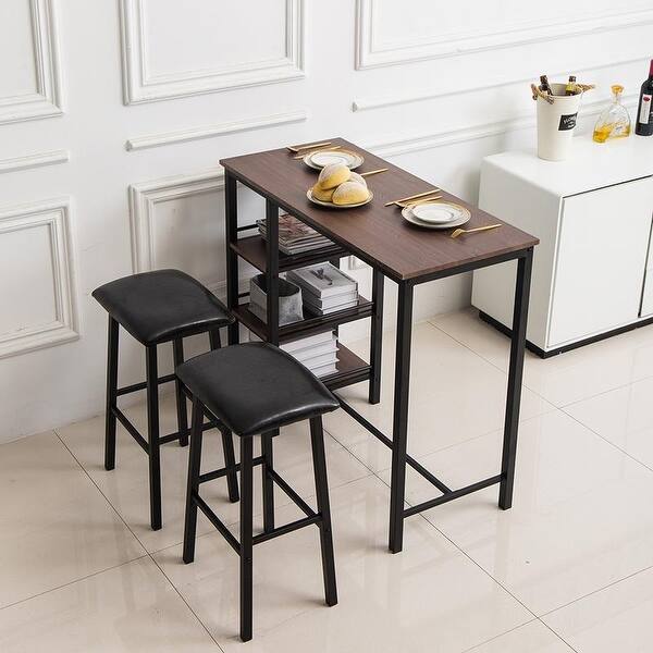 Home Kitchen Breakfast Table 3 Piece Dining Set Bar Set with ...
