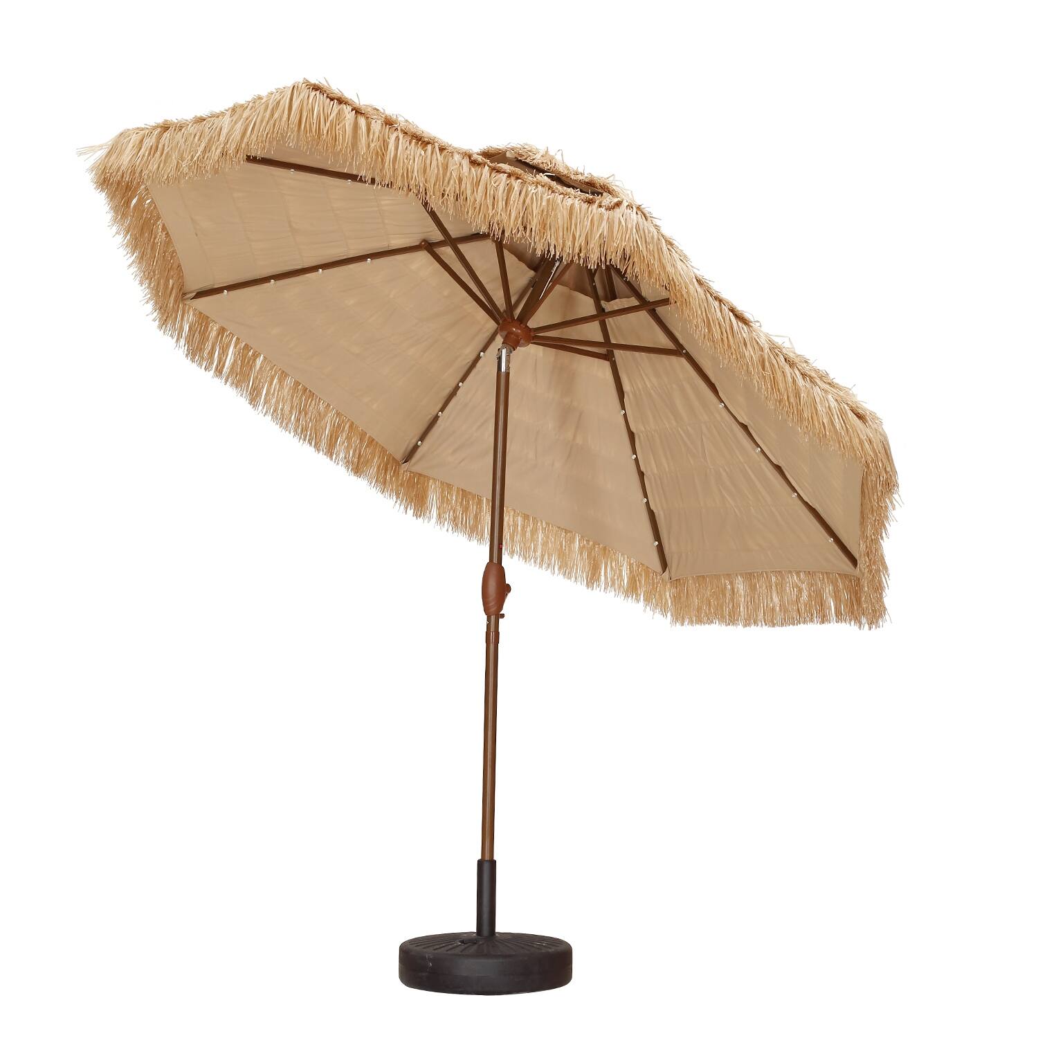 Zenova 9ft 2 Tier Thatched Patio Hawaiian Tiki Umbrella with Lights
