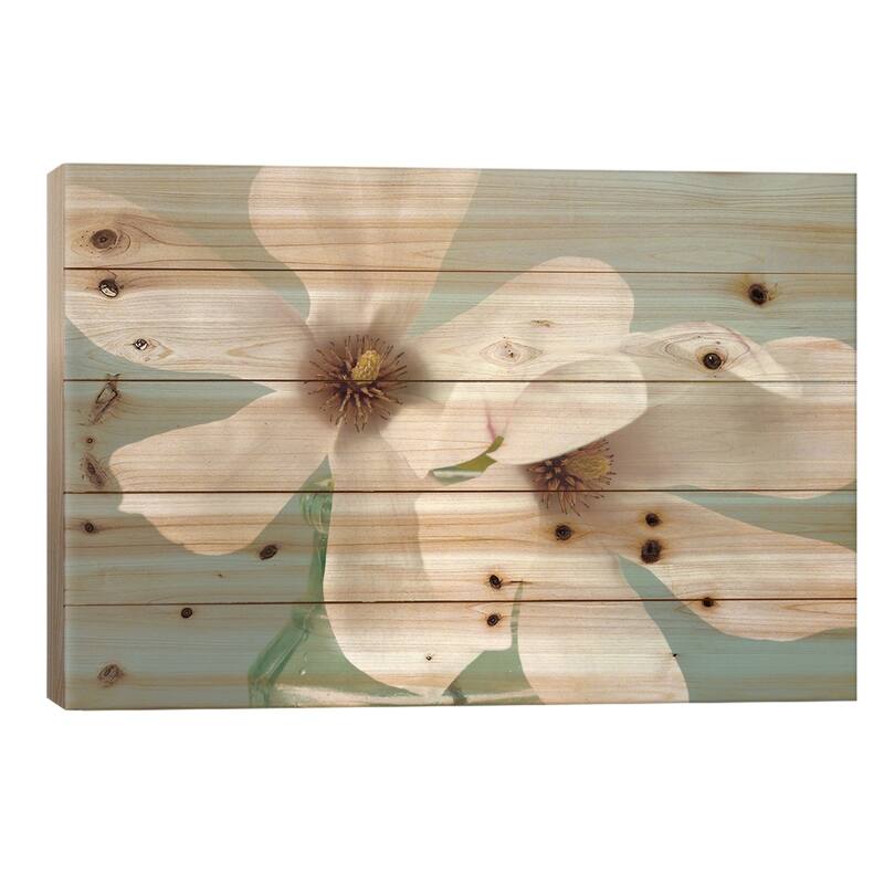 Magnolias Print On Wood by Assaf Frank - Multi-Color - 18x26x1.5