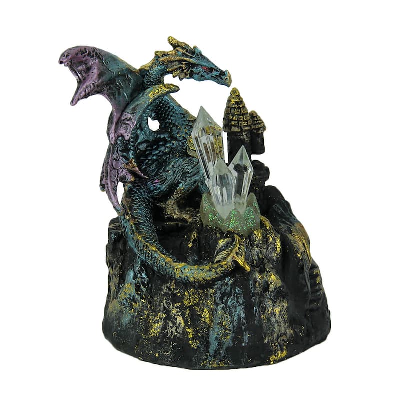 Blue Dragon Of Crystal Castle Color Changing Led Statue - 5 X 4 X 3.5 inches