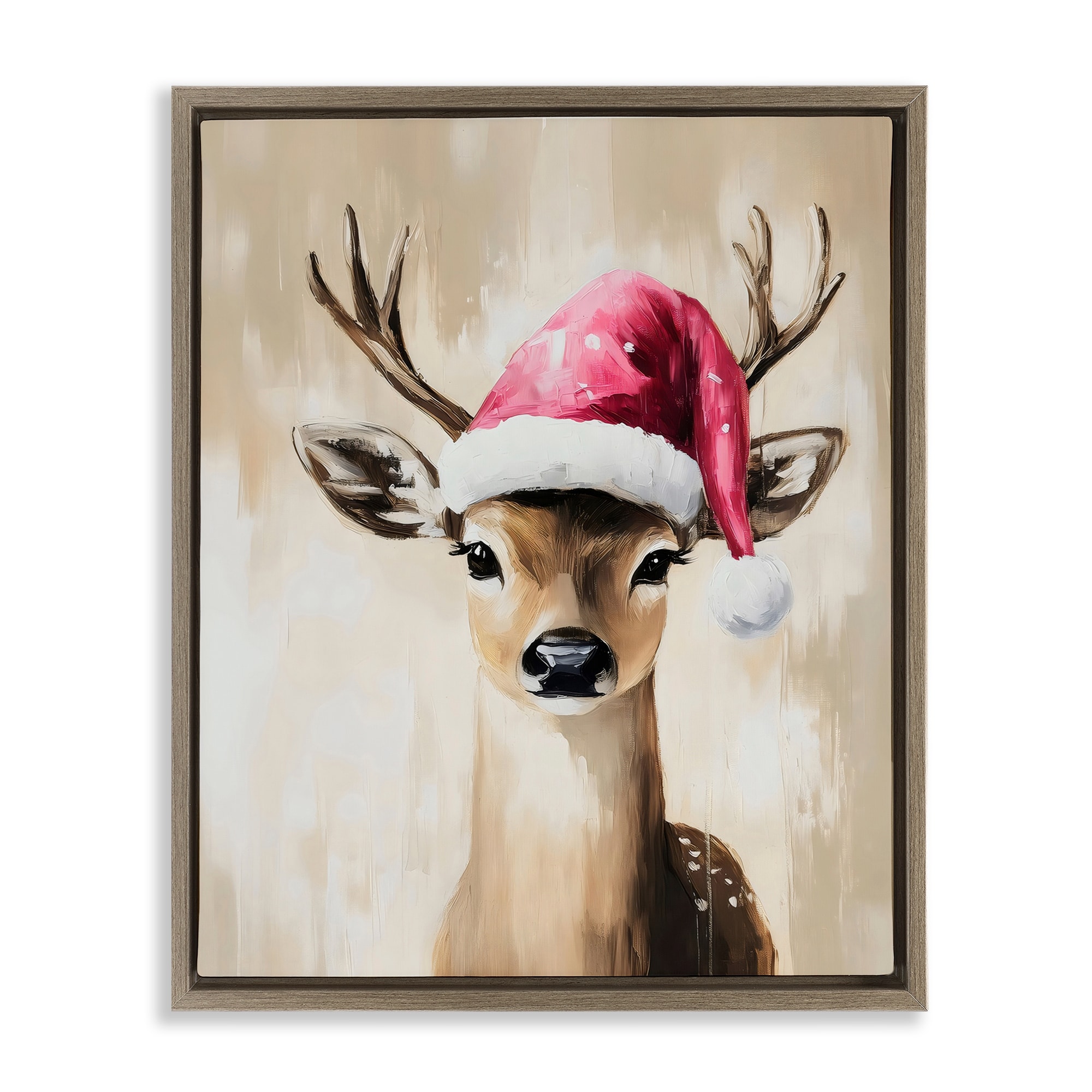 Stupell Baby Christmas Deer Framed Floater Canvas Wall Art Design By Arlington Prints
