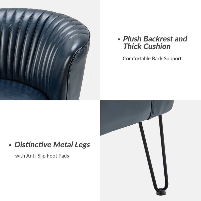 Donia Modern Faux Leather Armless Wingback Side Chair with Metal Legs Set of 2 by HULALA HOME