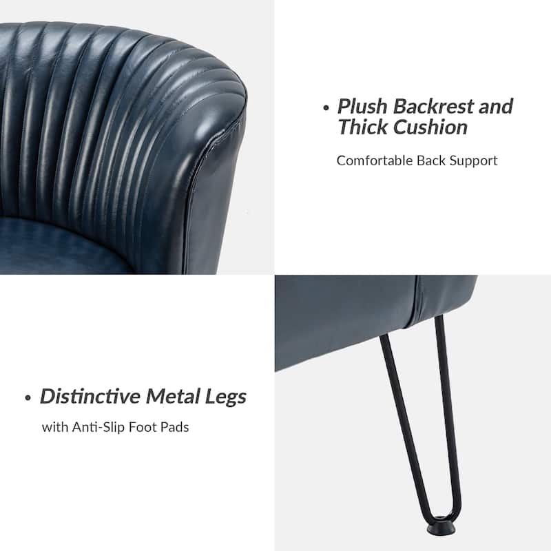Donia Modern Faux Leather Wingback Armless Side Chair with Metal Legs by HULALA HOME