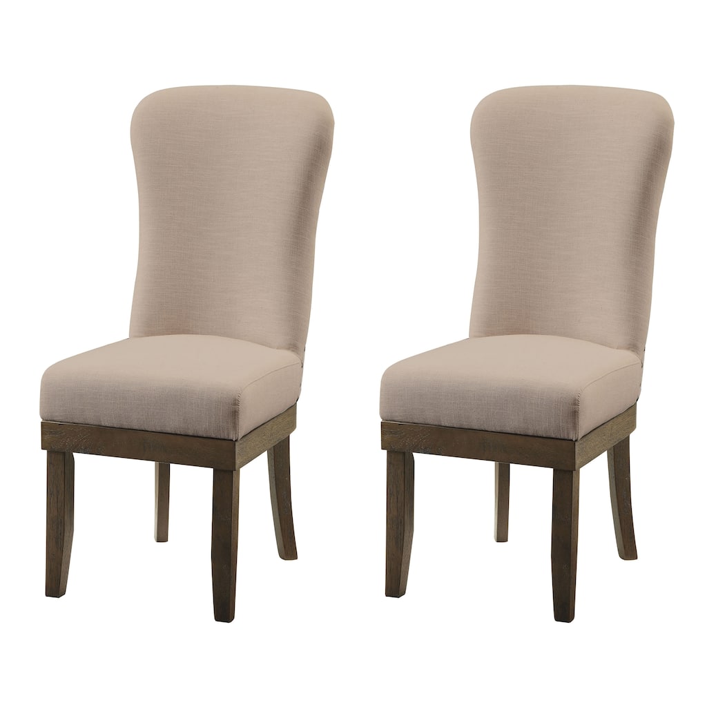 Beige and Salvage Brown Wingback Side Chairs (Set of 2)