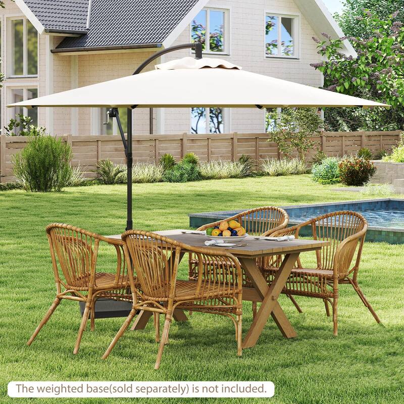 Costway 10 FT Patio Offset Umbrella w/8 Ribs Cross Base Tilt