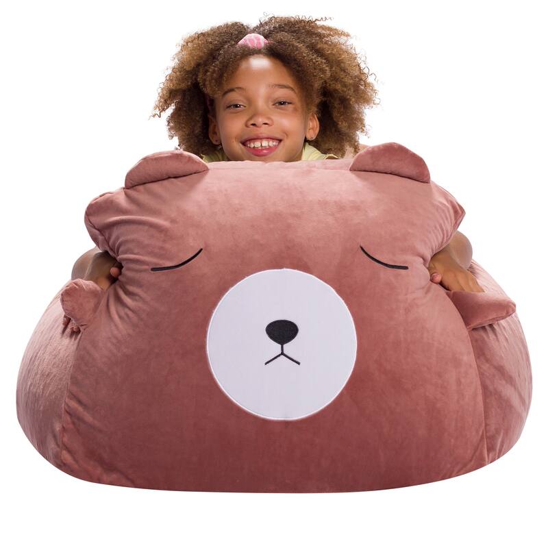 Stuffed Animal Storage Bean Bag Chair Cover only for Kids, Toy Holder