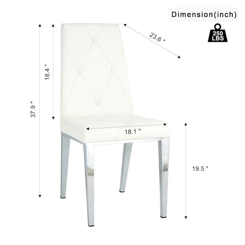 Modern Light Luxury PU Dining Chair with Electroplated Legs,Set of 2