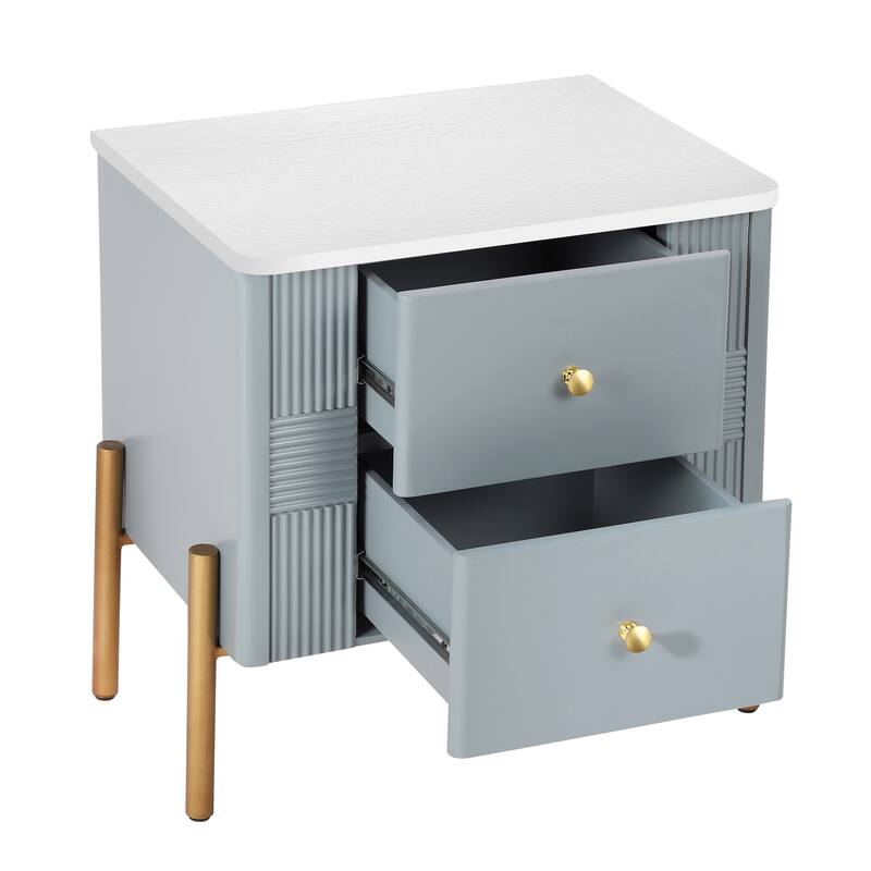 Bedroom Nightstand End Table Bedside Table with 2 Storage Drawers