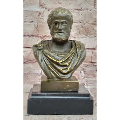 Aristotle Ancient Greek Philosopher Bronze Bust Sculpture - Clical Scholar Art