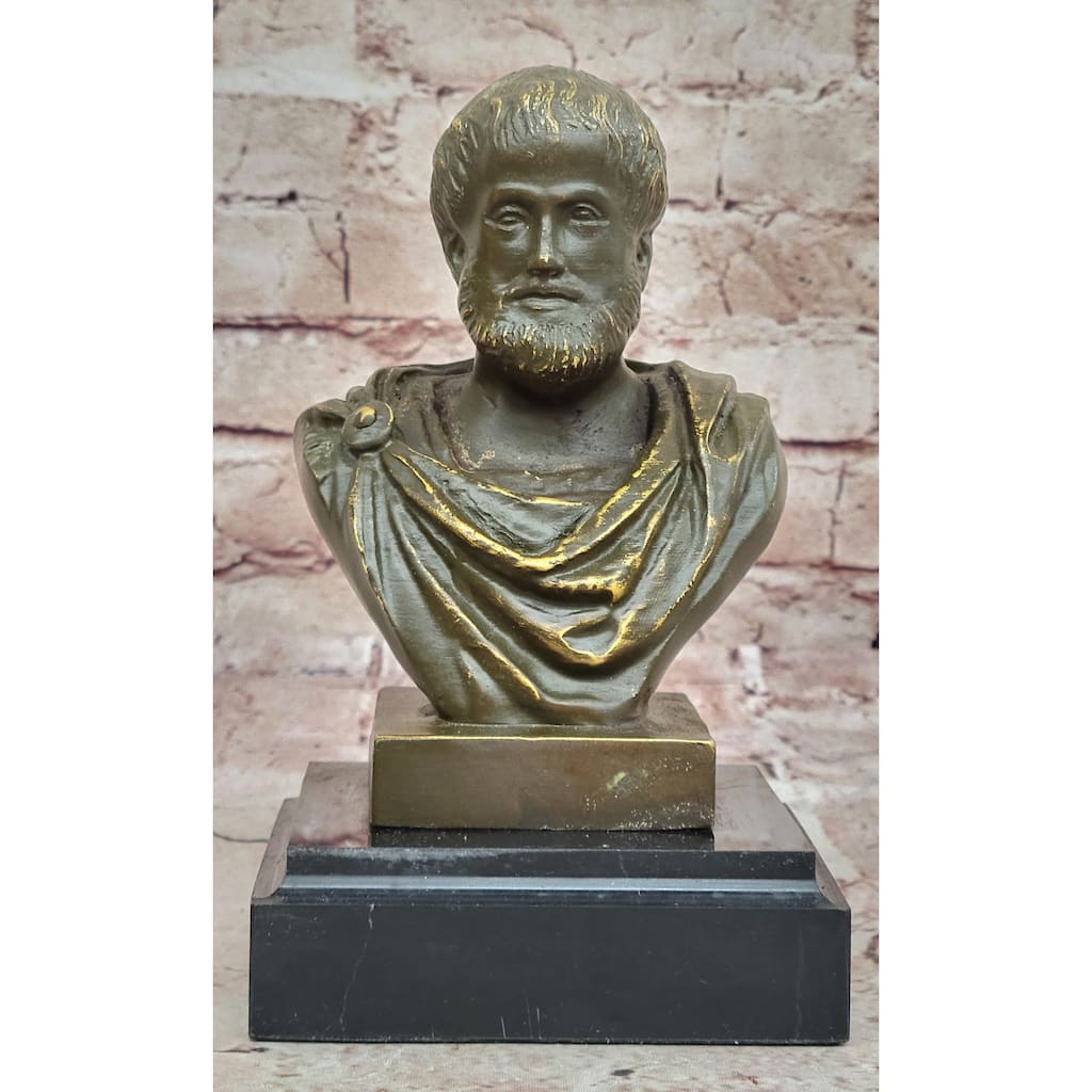 Aristotle Ancient Greek Philosopher Bronze Bust Sculpture - Clical Scholar Art
