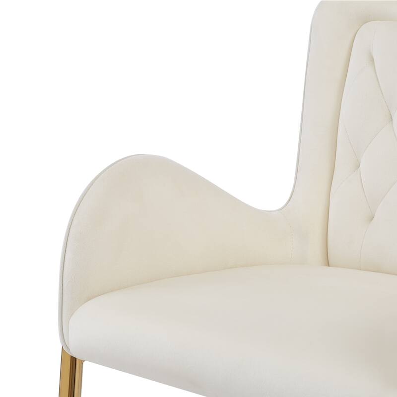 Roomfitters 28.75" Counter Height Bar Stools Set of 2, Tufted Velvet Bar Height Arm Chairs with Golden Legs and Footrests