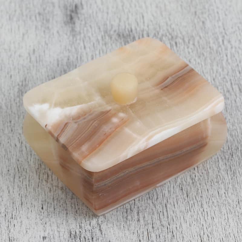 Novica Handmade Rich Earth Onyx Decorative Box