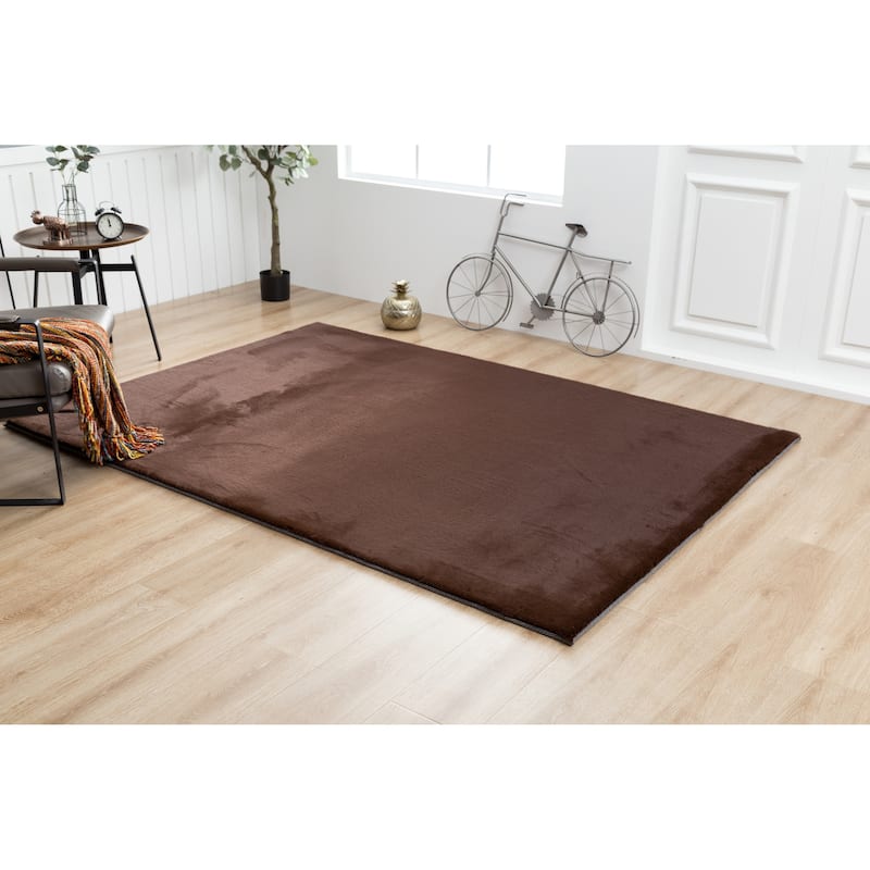 Rabbit-Collection Thick Faux-Fur Area Rug