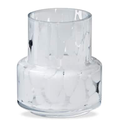 Porto Speckled White Glass Vase - Decorative Novelty Vase for Summer Decor, 5.5" H x 4.75" L x 4.75" W