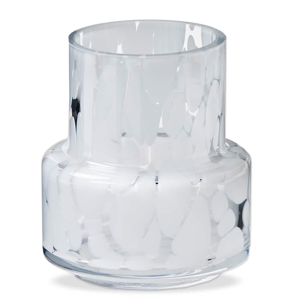 Porto Speckled White Glass Vase - Decorative Novelty Vase for Summer Decor, 5.5" H x 4.75" L x 4.75" W