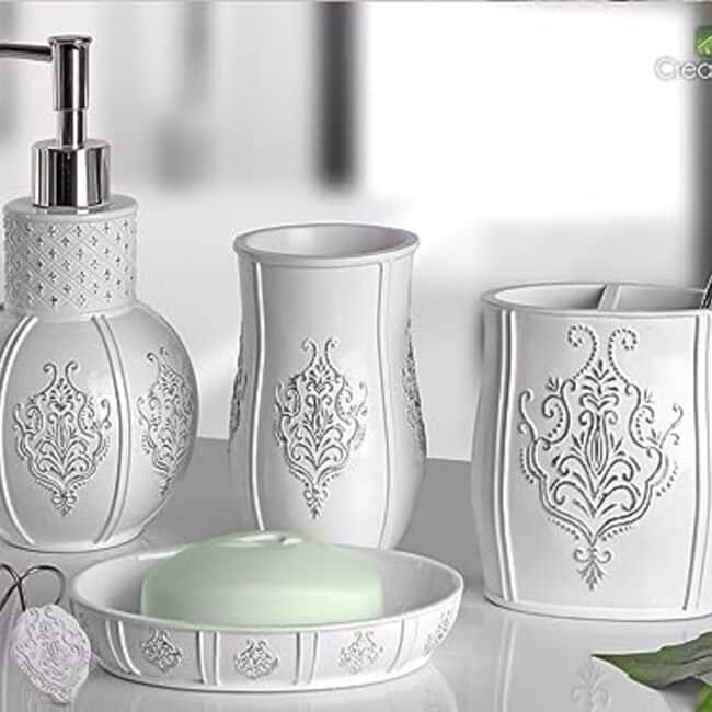Creative Scents Vintage White Shower Curtain Hooks - Set of 12