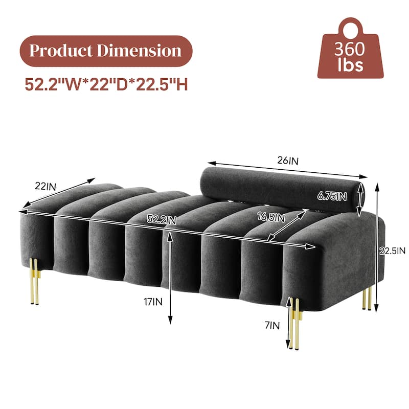 Ouyessir 52.2" Modern Channel Tufted Window Bench with Adjustable Back