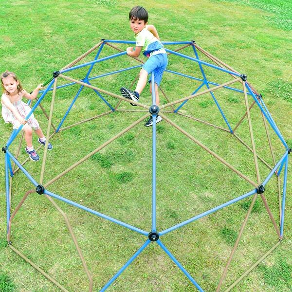 slide 2 of 30, 12 ft Kids Climbing Dome Durable Jungle Gym Play Center with Monkey Bars for Outdoor Fun - 144” L x 144” W x 72” H Blue