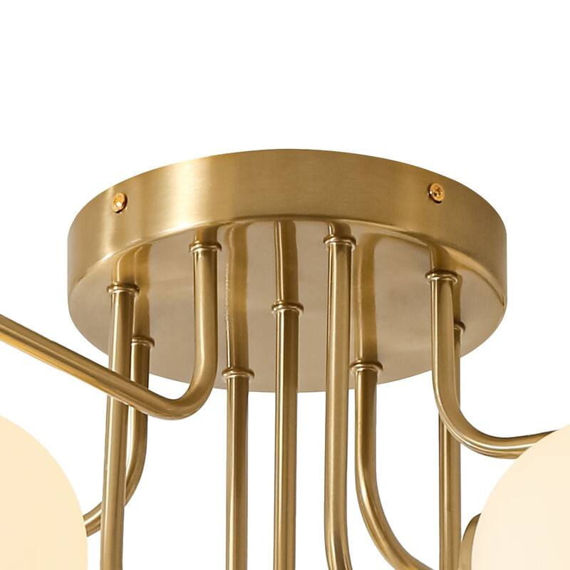 Linear Frosted Glass Globe Sputnik Semi Flush Ceiling Light