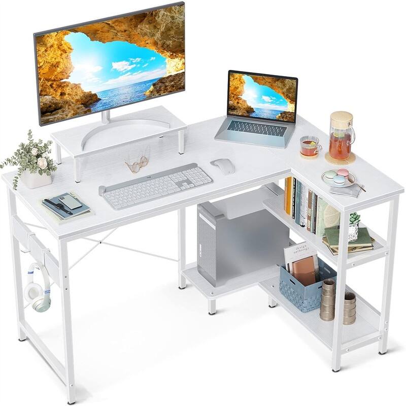 40 Inch Small L Shaped Computer Desk - White