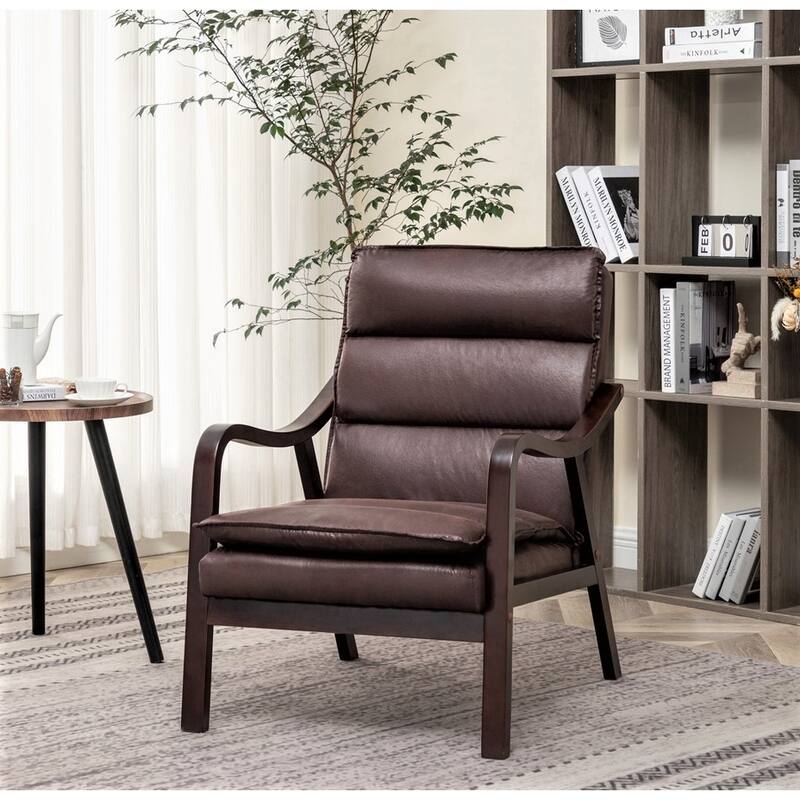 Clovis 24.8" Wide Microfiber Armchair - Dark Brown