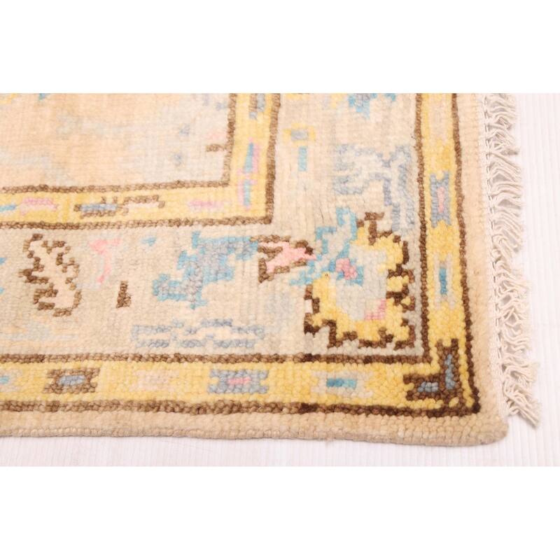 ECARPETGALLERY Hand-knotted Modern Oushak Beige Wool Rug - 3'1 x 15'11