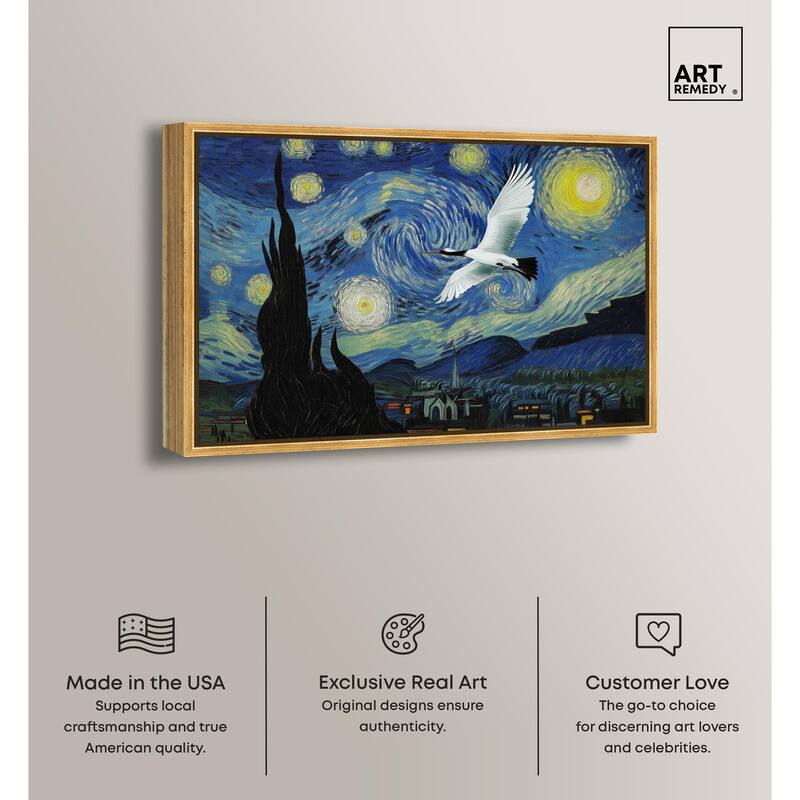 Crane Starry Night Canvas by Art Remedy