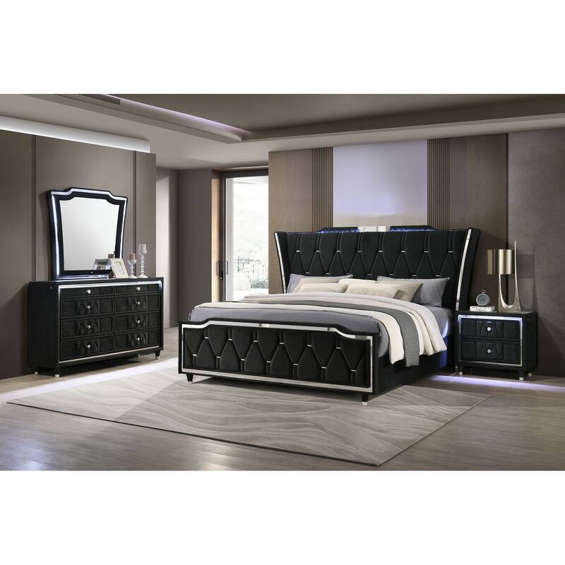 Lorient Bedroom Set Black - Queen - 4 Piece