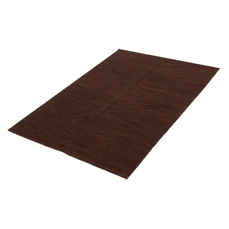 ECARPETGALLERY Flat-Weave Natural Brown Wool Tapestry Kilim - 4'10 x 6'7