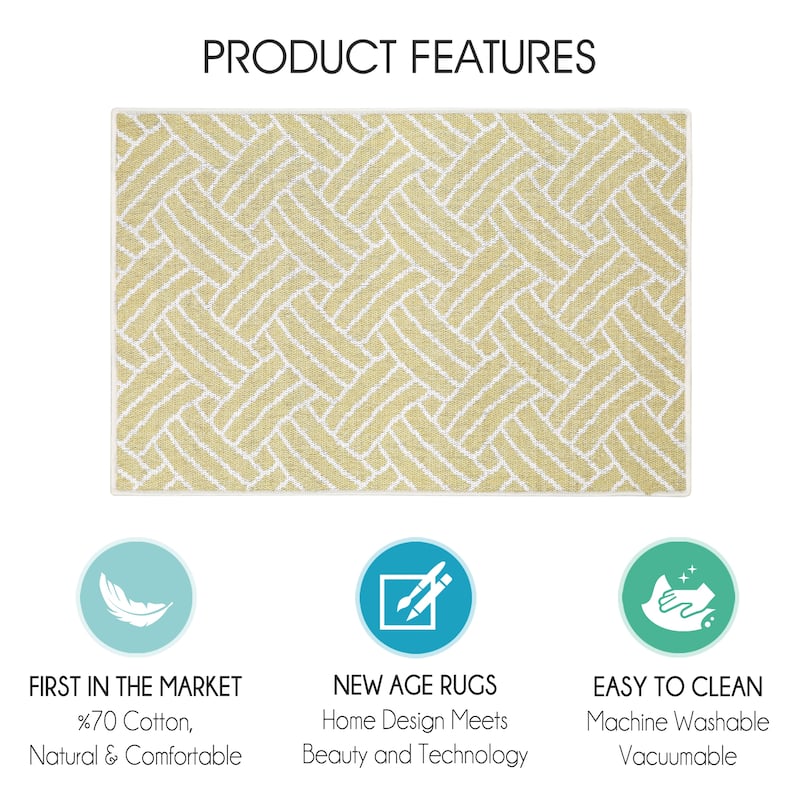 Sussexhome Heavy Duty Ultra Thin Non Slip Washable Cotton Indoor Rug - 2' x 3'