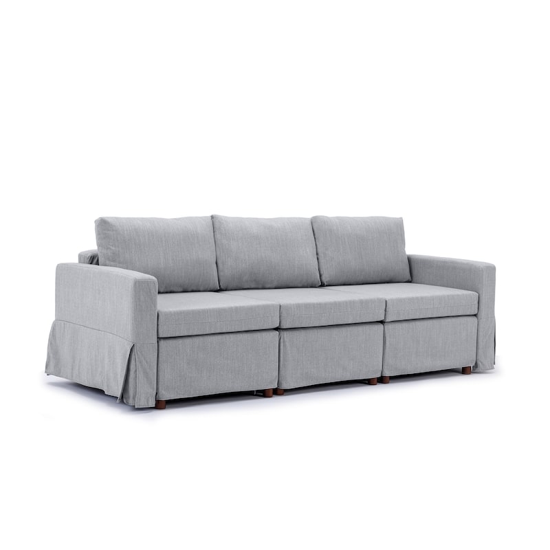 Modular Sectional Sofa Couch%2C 3 Seater Linen Fabric Sofa Chaise With Ottoman   Seat Cushion%2C For Living Room Bedroom%2C Apartment ?imwidth=714&impolicy=medium