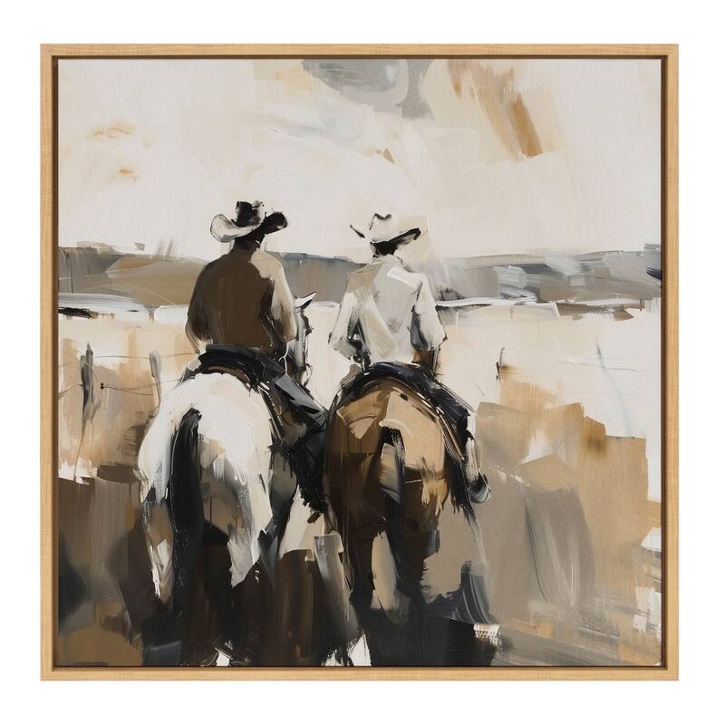 Sylvie Western Cowboy Horseback Framed Canvas by Creative Bunch Studio