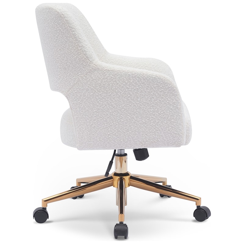 Boucle Upholstered Office/ Desk Chair - Swivel/ Adjustable Height (Set of 2)