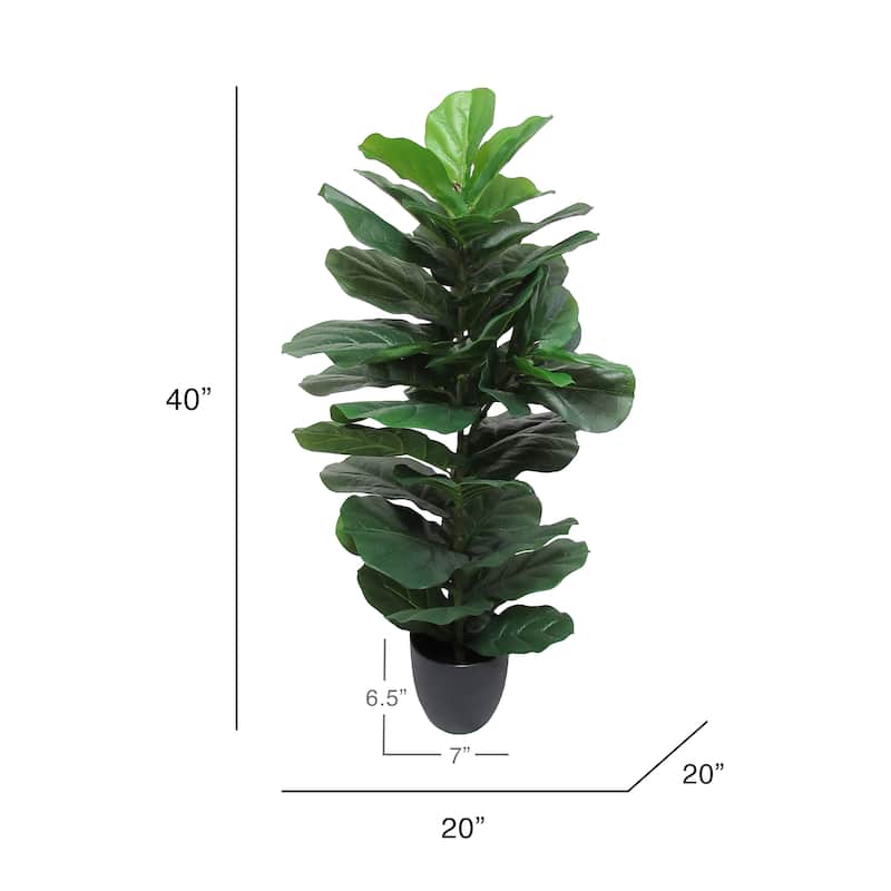 3.5ft Real Touch Artificial Fiddle Leaf Fig Tree Plant in Black Pot - 40" H x 20" W x 20" DP