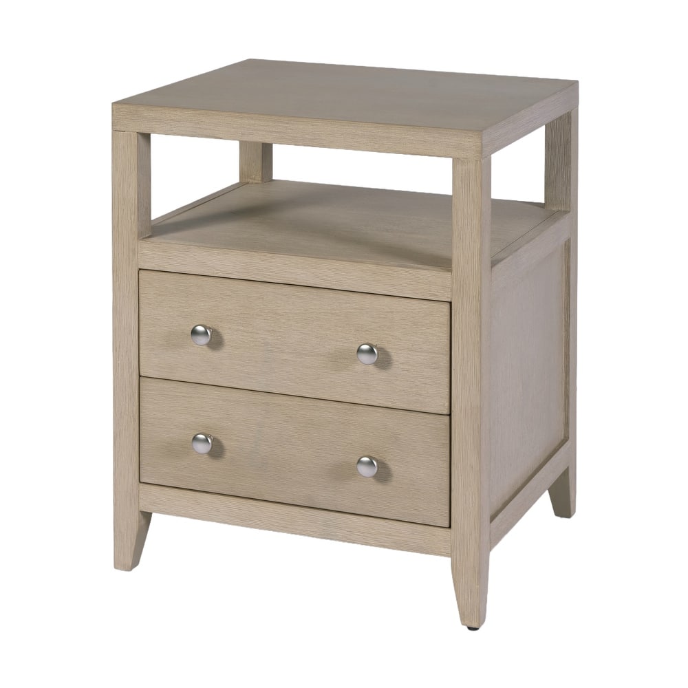 Dana 21 in. W Rectangular Wood 2 Drawer Narrow Nightstand with Top Open Shelf