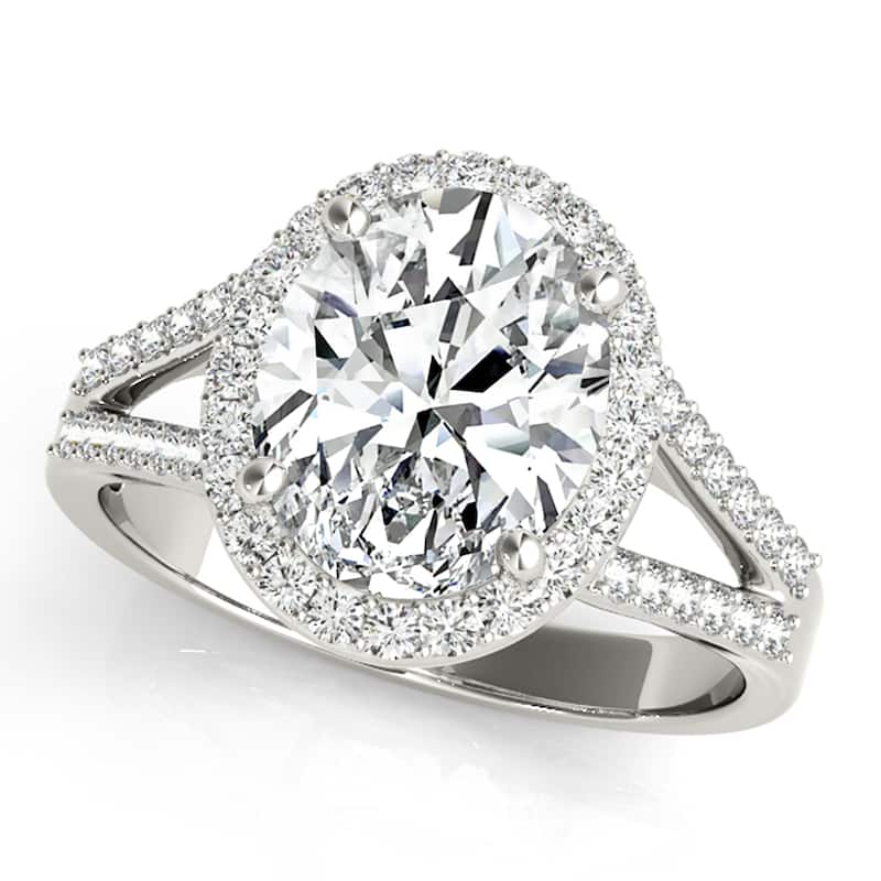 Auriya 14k White Gold Lab Grown Oval Diamond Halo Engagement Ring 0.50 to 5.00 ct. tw. (F-G VS) - 3.00 ct. center - 4