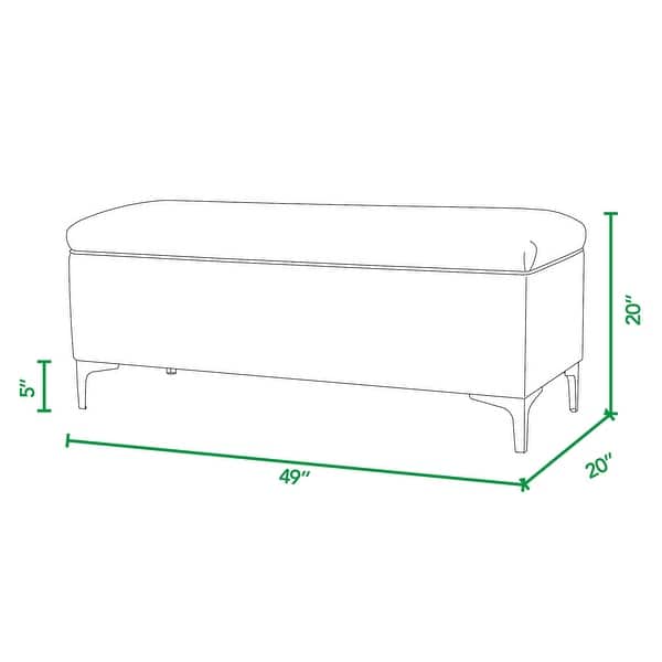 dimension image slide 2 of 3, Madelyn 49" Polyester Woven Fabric Upholstered Storage Bench