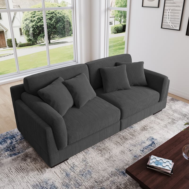 90" Oversized Modular Sectional Corduroy Sofa