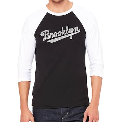 LA Pop Art Men's Raglan Baseball Word Art T-shirt - New Brooklyn