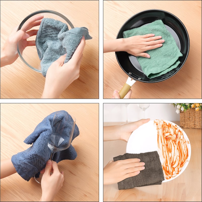 Cotton Dish Clothes, Thick and Absorbent Kitchen Towels, Plain Towels, 13 X13 Inches