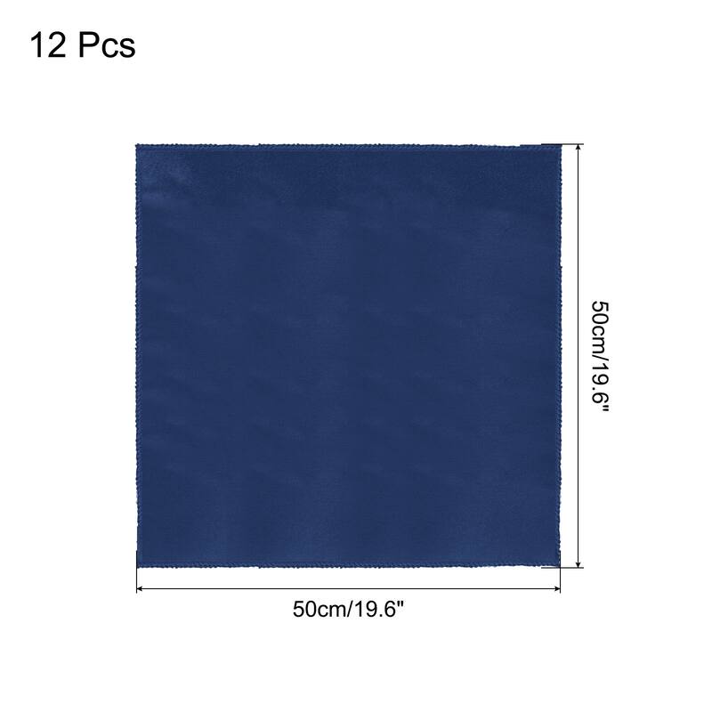 12pcs Satin Table Napkins Polyester Square Bright Table Napkin 20"x20" - Navy blue