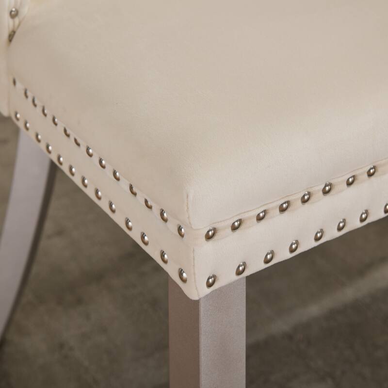 Roomfitters Upholstered Dining Chairs Set of 2 with Nailhead Trim and Wood Legs, Modern Side Chairs for Kitchen