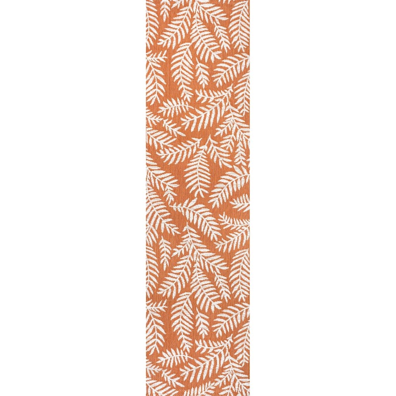 JONATHAN Y Galon Palm Frond Indoor/Outdoor Area Rug - 2 X 8 - Orange/Cream