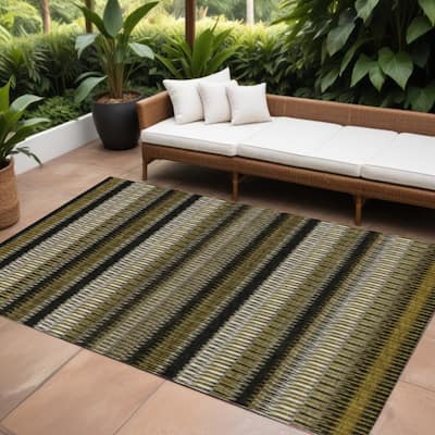HomeRoots Striped Transitional Rectangle Outdoor Rug