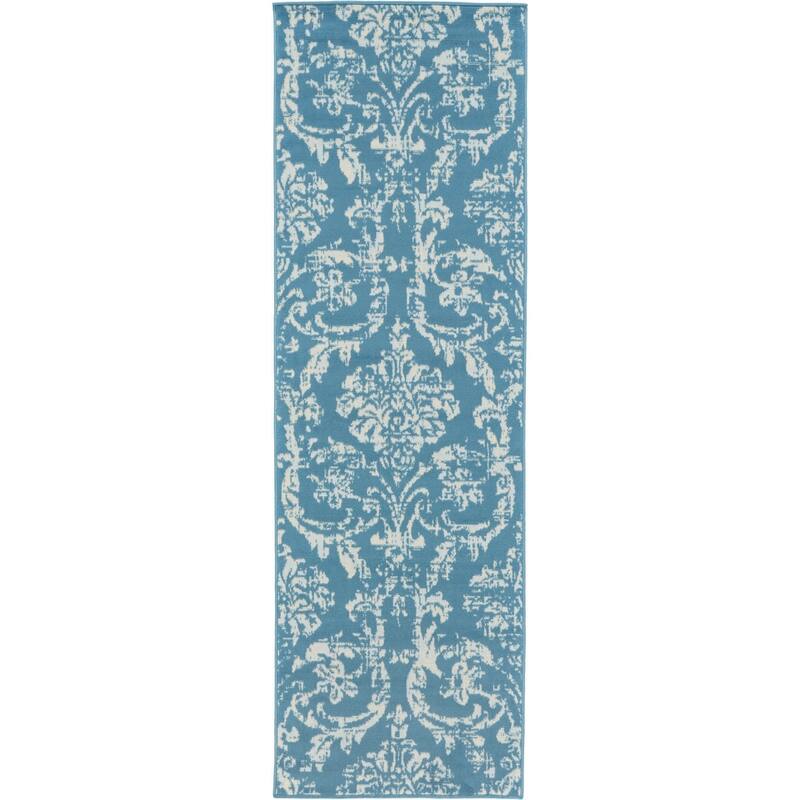 Nourison Jane Farmhouse Vintage Indoor only Damask Area Rug - 2' 3" x 7' 3" - Blue