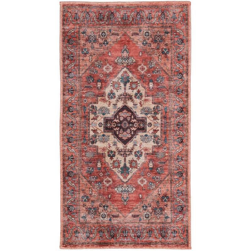 Brilliance Machine Washable Persian Medallion Area Rug