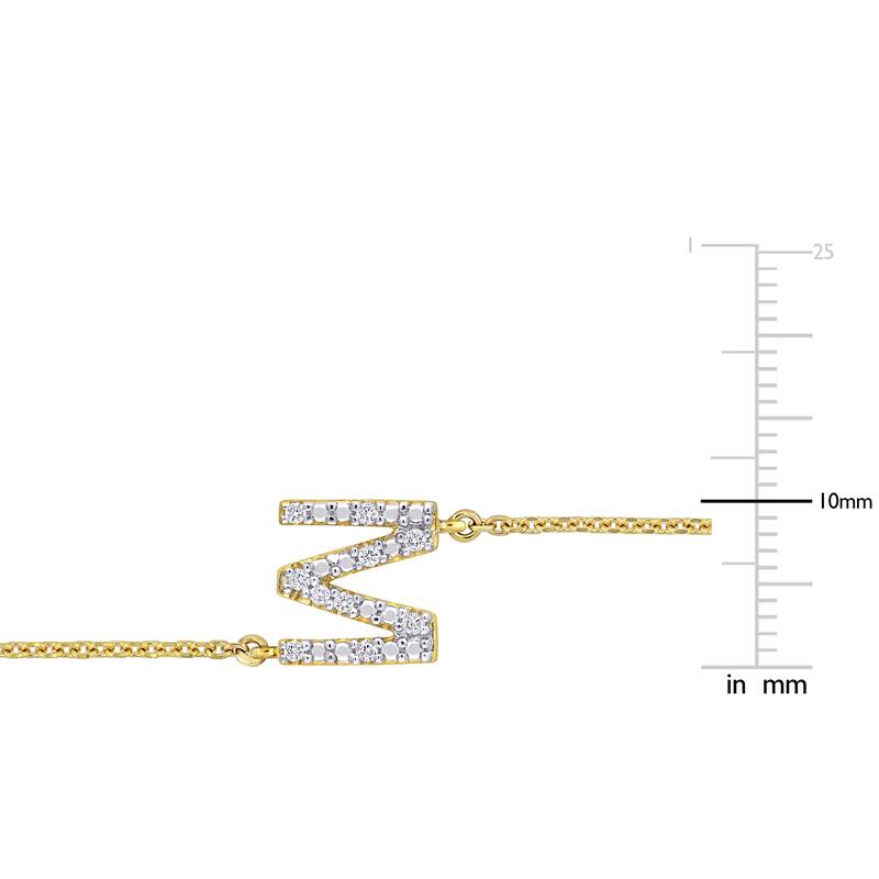 Miadora 14k Yellow Gold Diamond Accent "M" Initial Station Necklace - 8 mm x 18 inch x 11 mm - 8 mm x 18 inch x 11 mm