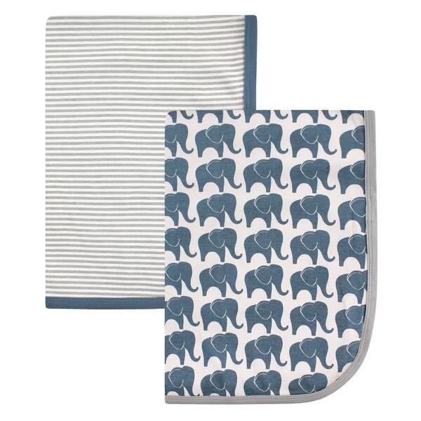 slide 1 of 1, Hudson Baby Infant Boy Cotton Swaddle Blankets, Boy Elephant, One Size - Boy Elephant - One Size