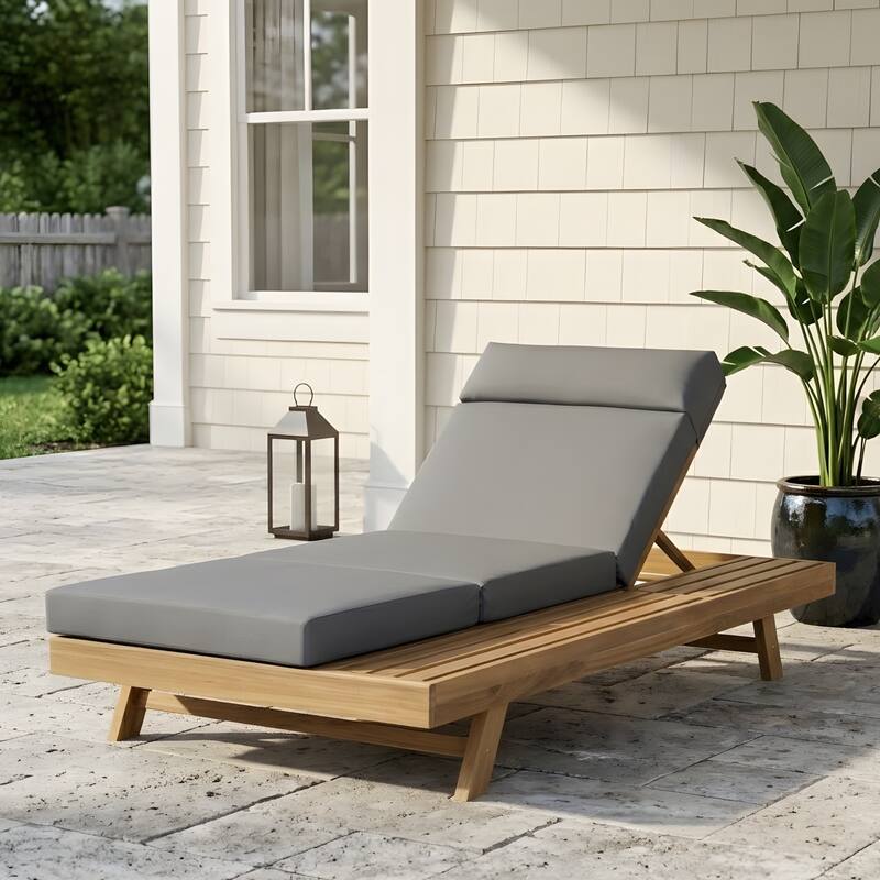 Outdoor Patio Lounge Chair, Adjustable Recliner with Headrest and Retractable Side Tray